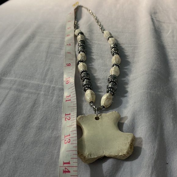 SOLD - Real Deer Bone Beaded Stone Cross Necklace - Picture 13 of 13